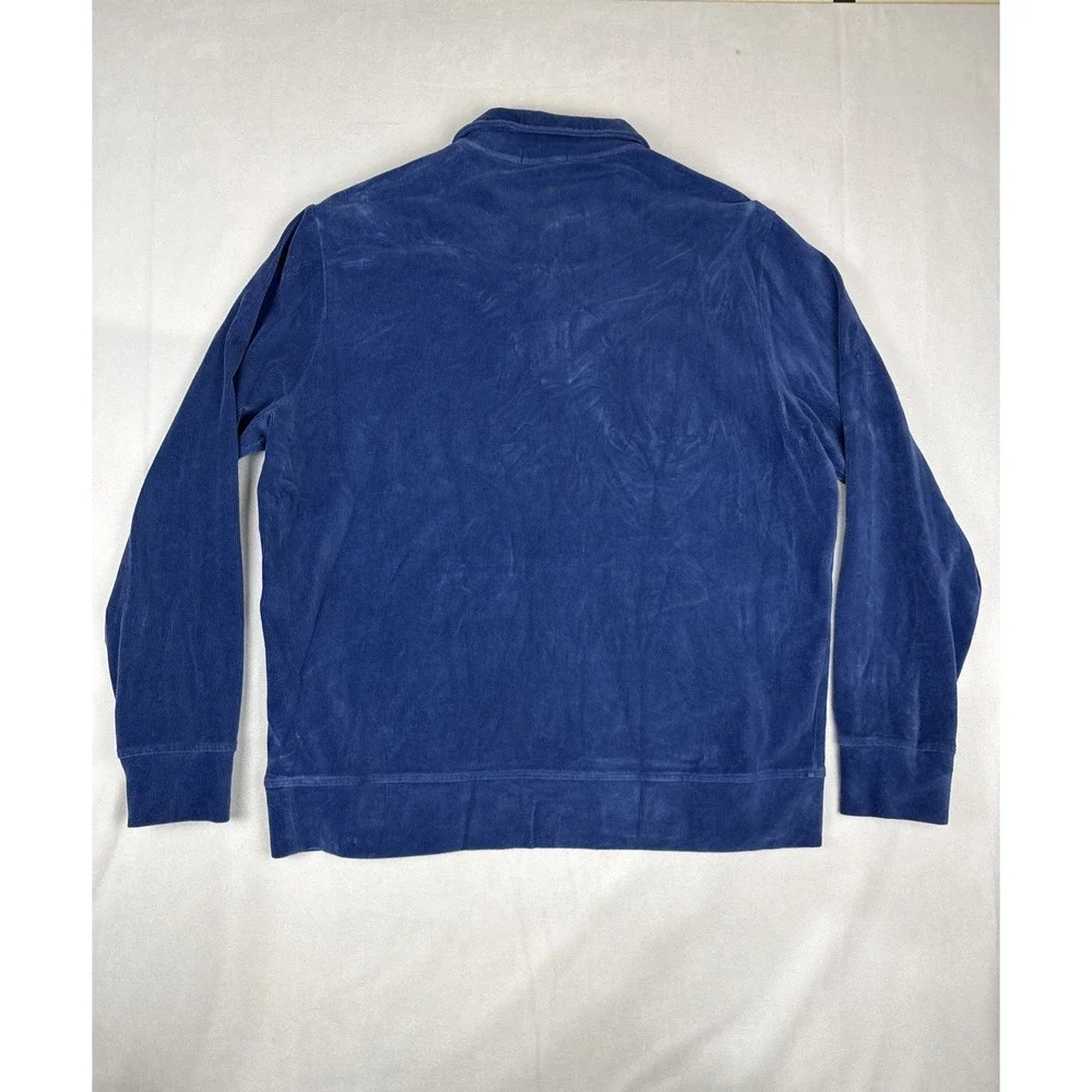 Polo Ralph Lauren Mens Navy Blue Knit Corduroy Quarter Zip Pullover Size XL READ